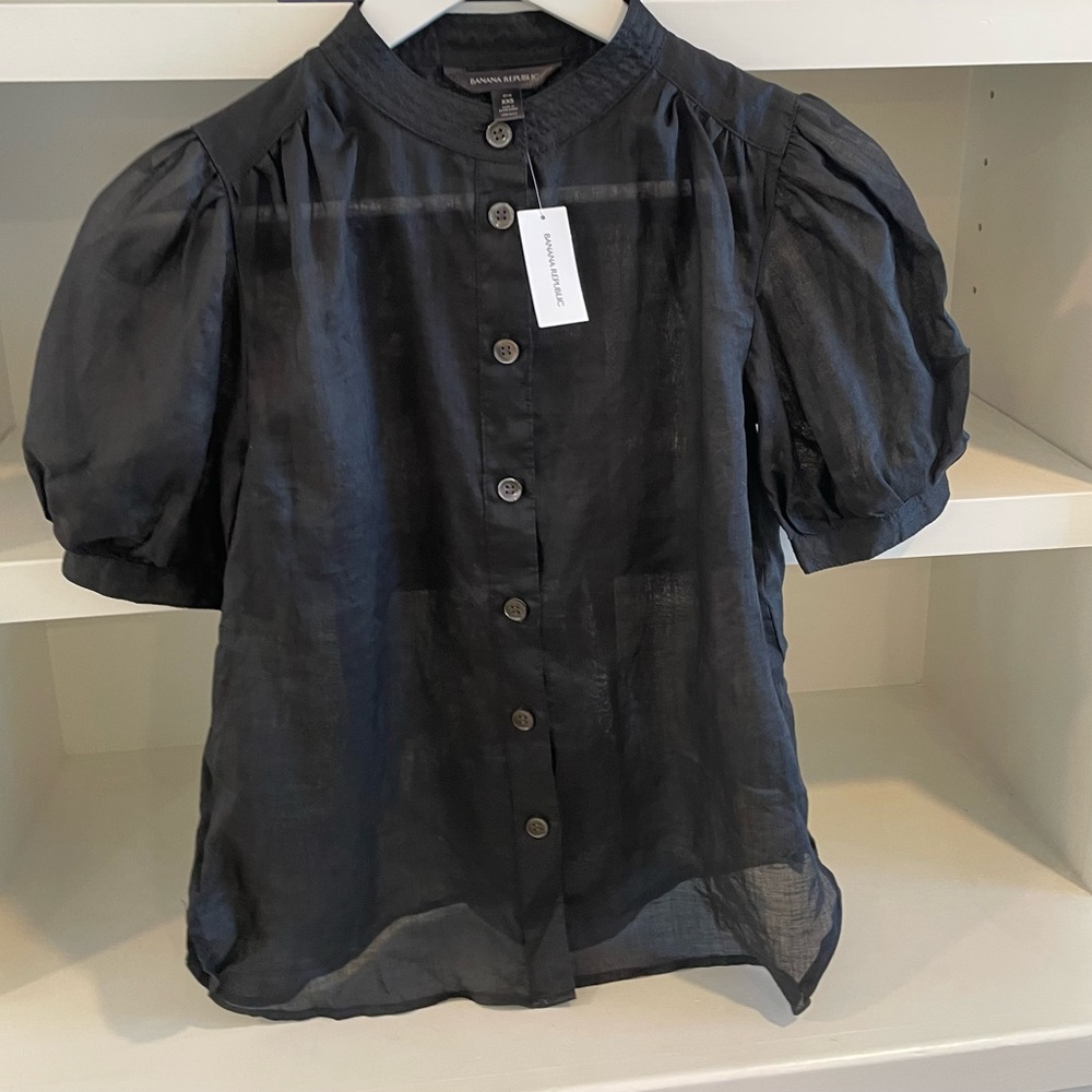 Banana Republic Black Puff Sleeve Too XXS NWT